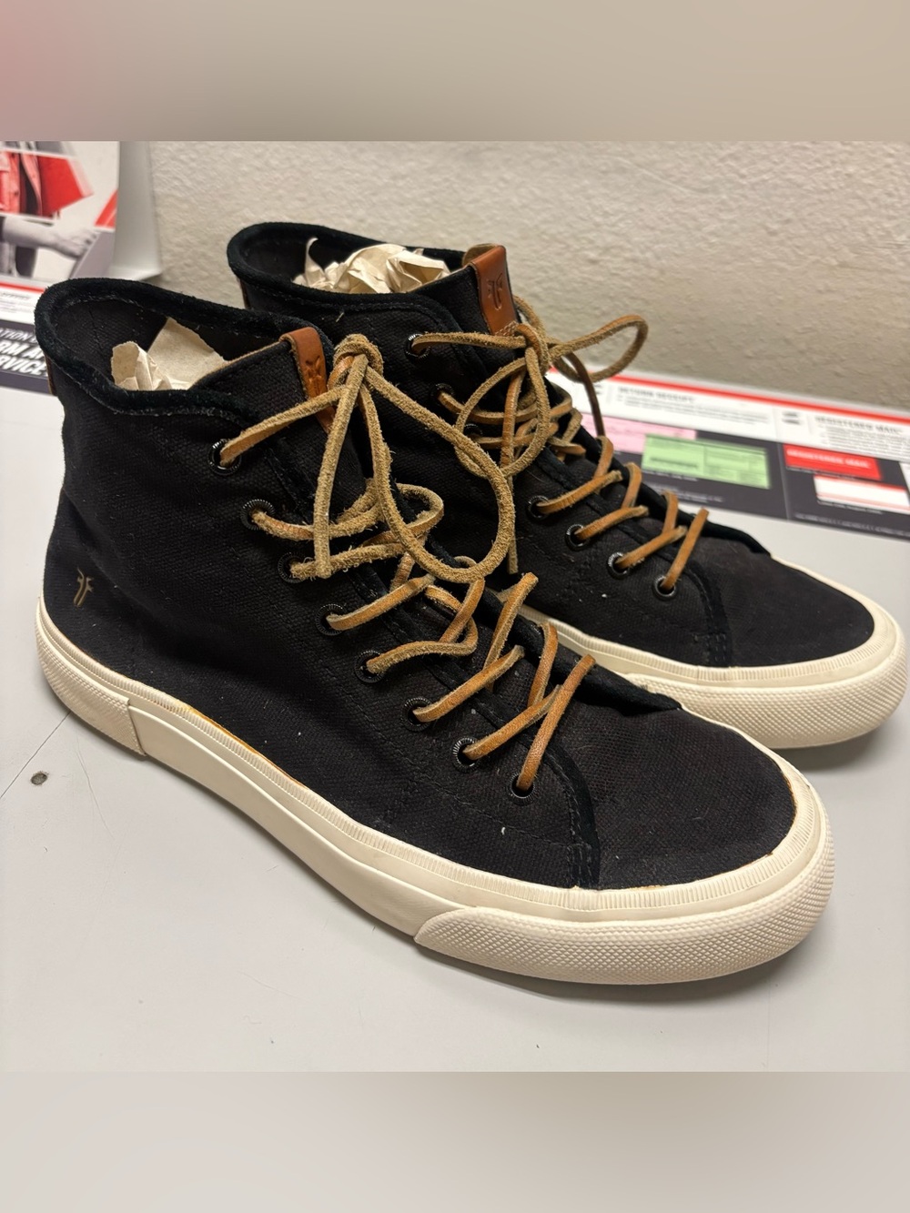 Frye Black Canvas High-Top Sneakers and Leather Laces | Men’s 9.5